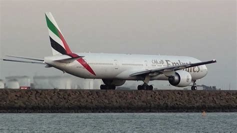 Emirates Airlines B777 300er Aircraft Takeoff On 34l Runway At Sydney