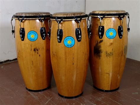 Set Of 3 Caribbean Rhythm Solid Oak Congas With Bags Supersonic Music