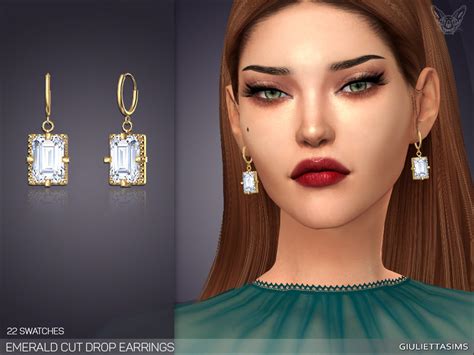 The Sims Resource Emerald Cut Drop Earrings
