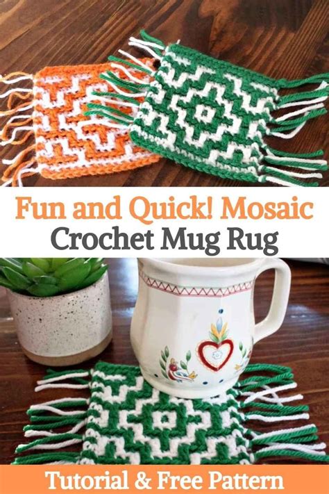 Fun And Quick Mosaic Crochet Mug Rug Mug Rug Tutorial Mug Rug