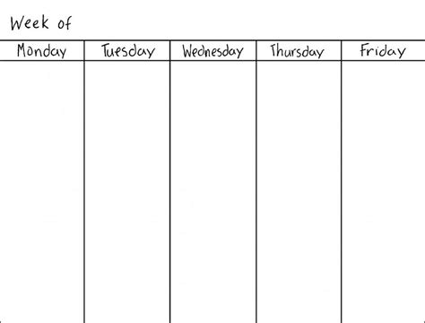 Blank Weekly Calendar Template