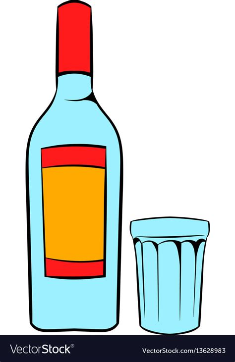 Bottle Of Vodka And Glass Icon Cartoon Royalty Free Vector