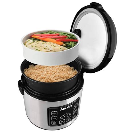 Aroma Rice Cooker And Food Steamer 20 Cup Cooked Digital ARC 150SB EBay
