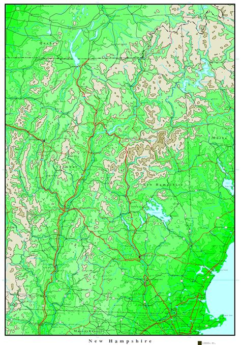 New Hampshire Elevation Map Map Vector