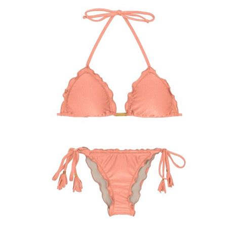two piece swimwear peach pink scrunch side tie bikini rose frufru