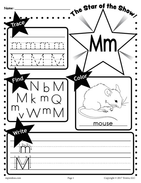Letter M Worksheet Tracing Coloring Writing And More Supplyme