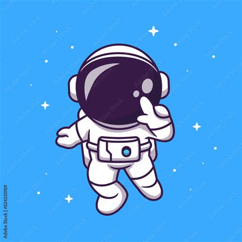 Cute Astronaut Flying In Space Cartoon Vector Icon Illustration
