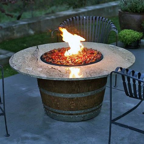 Reserve Wine Barrel Fire Pit Table Granite By Vin De Flame Small Gas