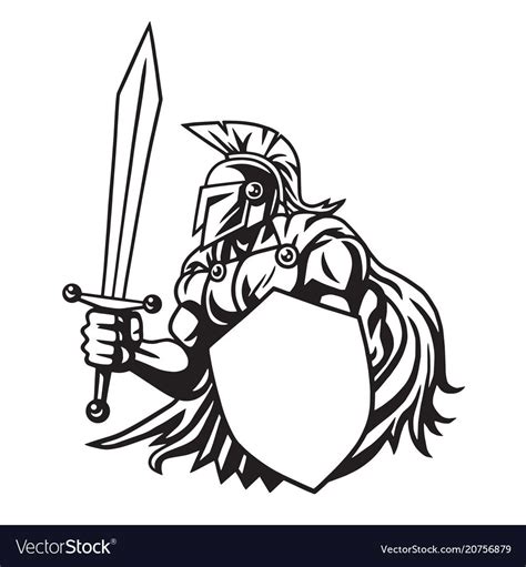Spartan Warrior Drawing Royalty Free Vector Image Warrior Drawing