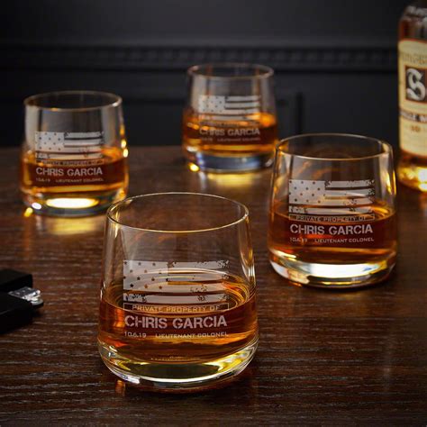 American Heroes Custom Benson Military Whiskey Glasses Set Of 4