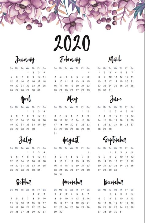 45 Best Printable Calendars 2020 Both Free And Premium In 2020