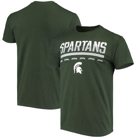 Mens Green Michigan State Spartans Lined T Shirt