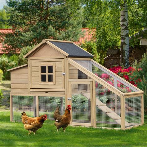 Outdoor Wooden Raised Chicken Coop Hen House With Nesting Box And Run