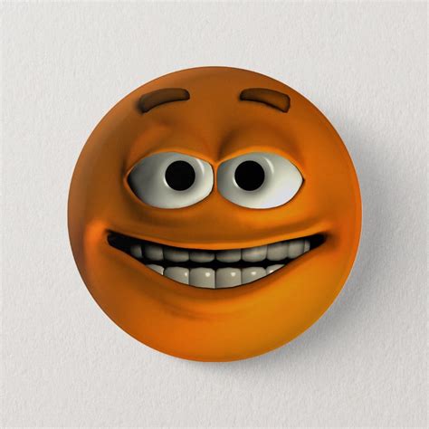 Orange Button Zazzle Crazy Smiley Face Weird Smile Annoying Orange