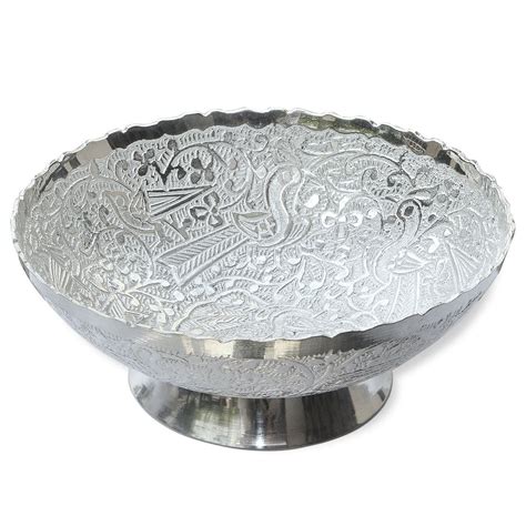 Silver Finish Round Handmade Bowl From India Disney Art Drawings