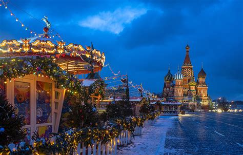 Bilder Moskau Neujahr Russland Platz St Basils Cathedral