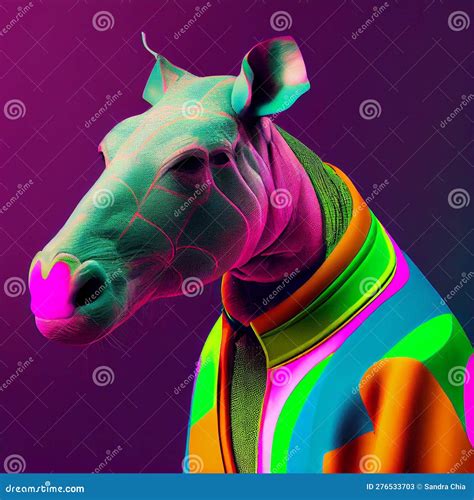 Realistic Lifelike Tapir In Fluorescent Electric Highlighters Ultra