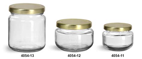 Sks Bottle And Packaging Clear Glass Jars Clear Glass Wide Mouth Jars W Gold Metal Plastisol
