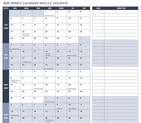 Vacation Schedule Template Excel