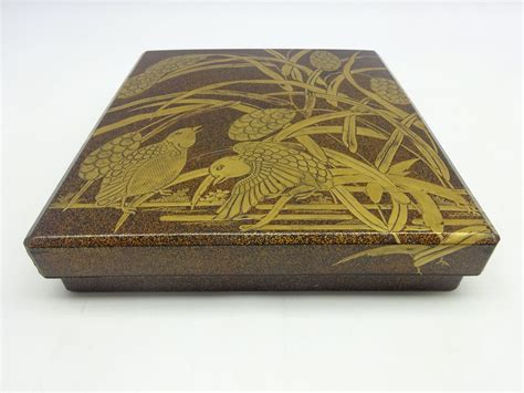 Another Japanese Lacquer Writing Box Edo Period Decorated With Quail