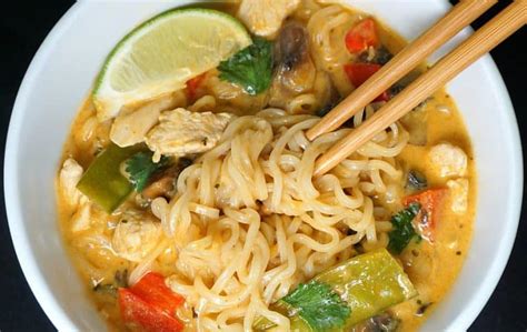 Instant Pot Thai Red Curry Chicken Ramen Noodle Soup
