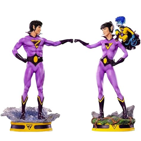 wonder twins zan jayna and gleek 1 10th scale statue 2 pack 2021 ccxp exclusive by iron