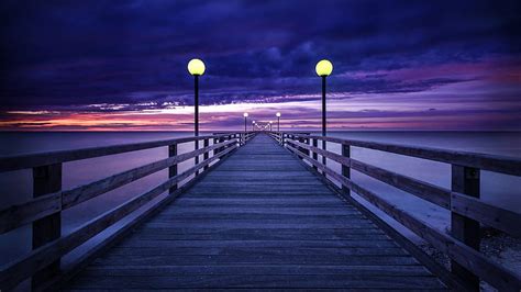 Purple Wooden Bridge During Purple Sunset Purple Hd Wallpaper Peakpx