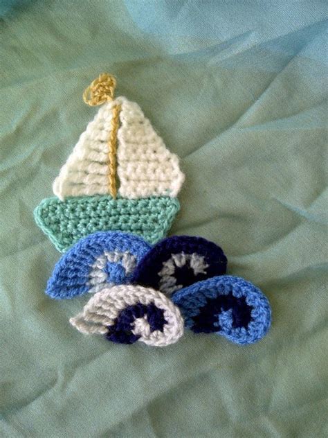 Pattern Crocheted Boat And Wave Appliques By Por Binkleblossoms