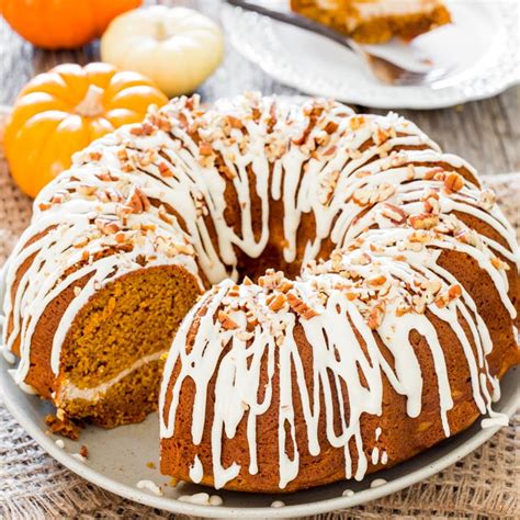 Take this pumpkin bundt cake to your next holiday gathering and you will have people hunting you down and begging for the recipe. Pumpkin Bundt Cake with Cream Cheese Filling - Jo Cooks