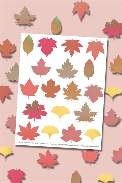 51 Autumn Leaf Digital Sticker Pack Red Maple Leaf Printable Sticker