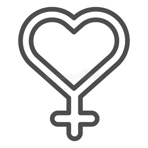 Female Gender Line Icon Heart Shaped Woman Gender Sign Vector Illustration Isolated On White