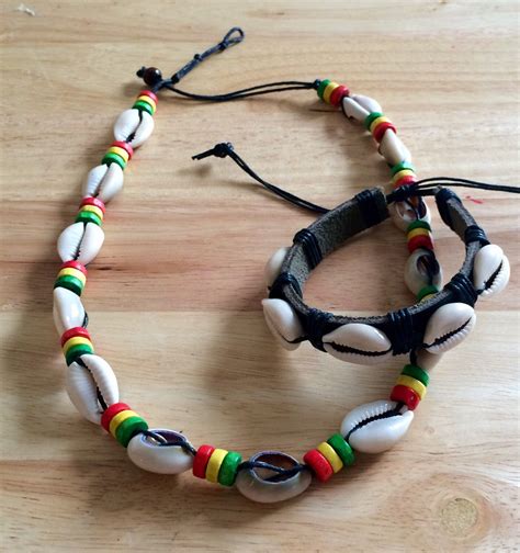 Jewelry Cowry Shell Necklace Bracelet Rasta Beachwear Mens Etsy