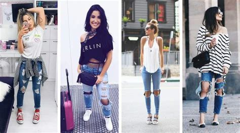 27 Ideias De Looks Com Calça Jeans Rasgada Para Você Se Inspirar E