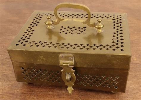 Vintage Handmade Heavy Brass Trinket Jewlery Box Footed Ebay