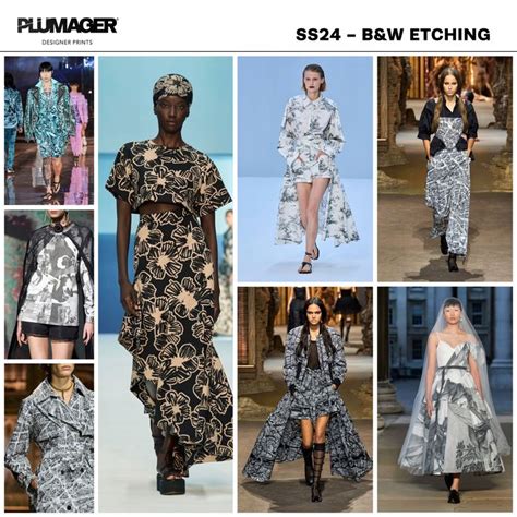 spring summer 2024 print trend forecast bandw etching fashion trend forecast color trends
