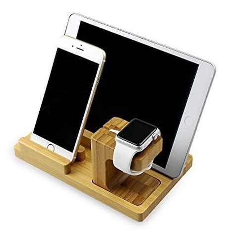 Natural Bamboo Wood Hard Tablet Stand Premium Pc Phone Holder For Apple