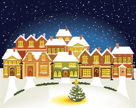 The Cartoon Christmas House Background 03 Vector Vectors Graphic Art
