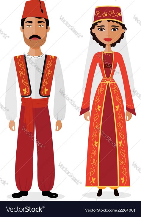 Turkish Couple Man And Woman Royalty Free Vector Image