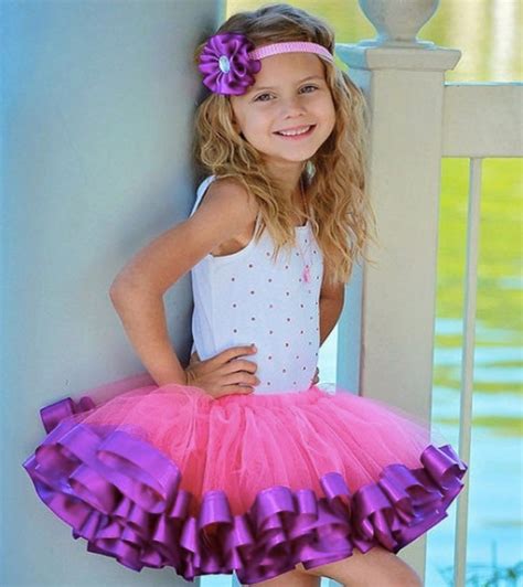 Lovely Girls Purple Ribbon Lined Tutu Skirts Baby 3layers Pink Tulle