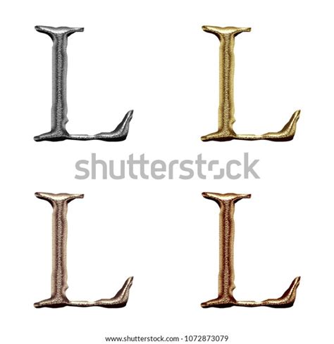 Assorted Metallic Color Chiseled Metal Letter Stock Illustration