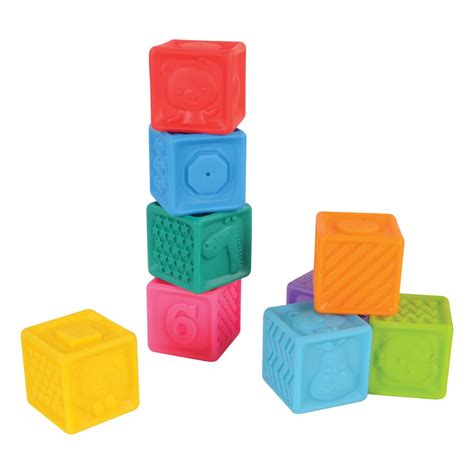 Squeezable Textured Stacking Blocks 9 Pieces