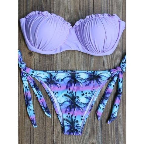 Printed Strapless Bikini 16 Liked On Polyvore Featuring Swimwear