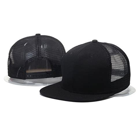 Gorra Visera Plana De Malla Lisa Negro