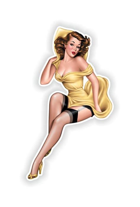 Pin Up Girl Sticker Vintage Sexy For Laptop Tablet Helmet Etsy