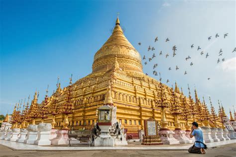 Shwezigon Pagoda In Old Bagan Kingdom Myanmar Editorial Stock Image