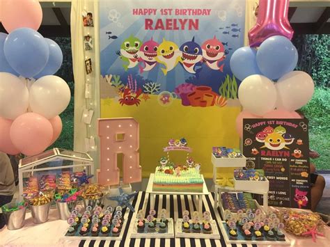 Keep it simple instead by mixing blue hues for a vibe dive into the theme with games that will keep kids entertained with minimal work on your part. Pink Fong Baby Shark Theme Party with party backdrop ...