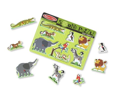 Melissa And Doug Zoo Animals Wooden Sound Puzzle 8 Pieces