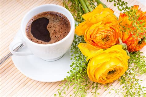 Coffee And Flowers Stock Image Image Of Table Flowers 753371