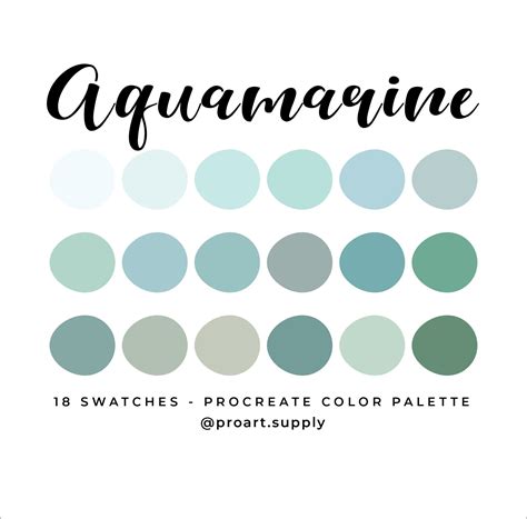 Aquamarine Procreate Color Palette Hex Codes Blue Green