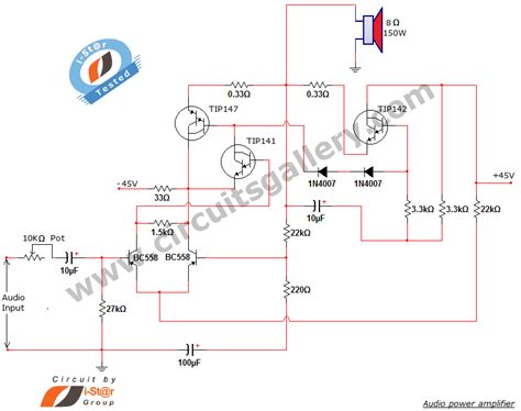 Simple Home Audio Power Amplifier Circuit Schematic Under Repository